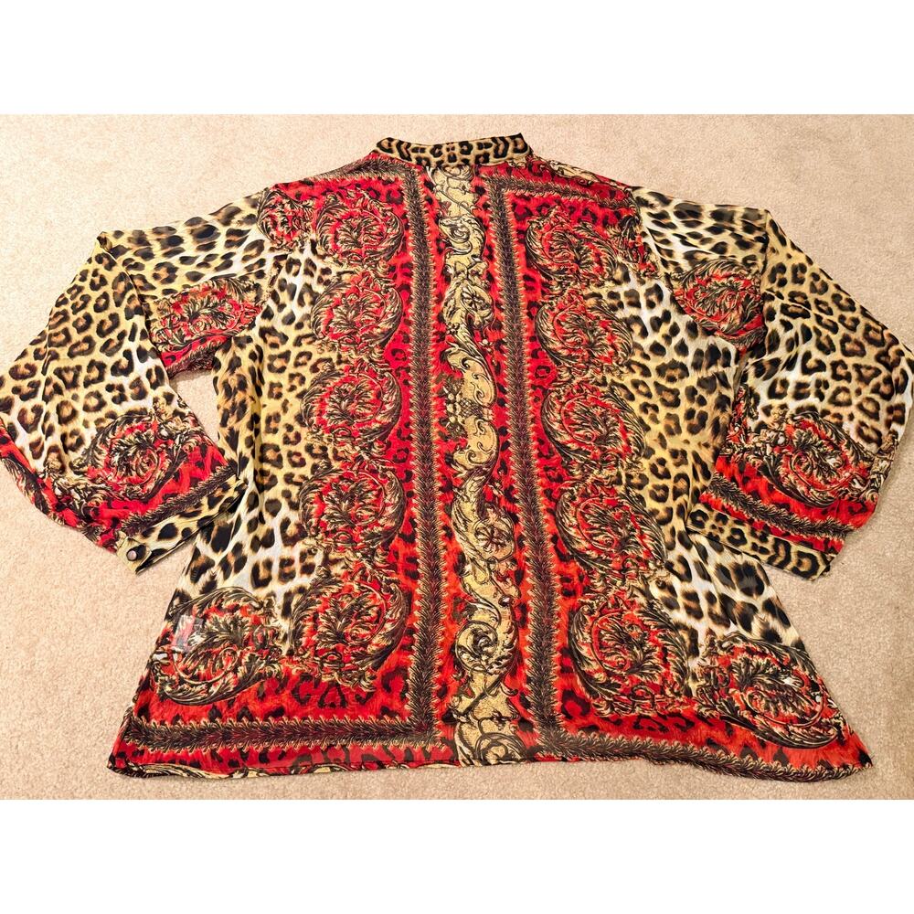 Lamoda Hindu Women's Leopard Barocco Print Long Sleeve Blouse Size XL - Picture 6 of 7